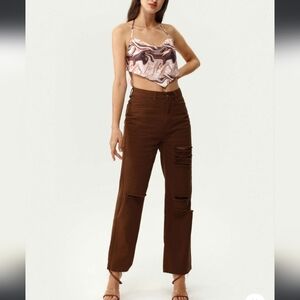 3/20$ • CIDER BROWN TIE DYE BARE BACK TANK TOP ○ S